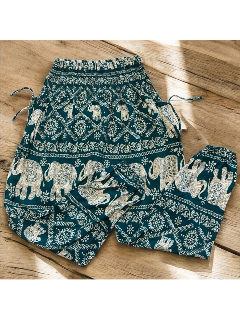 Elephant Print Womenโs Harem Pants Lounge Boho Chic Global Traveler Indie Sz Med